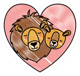 Wild Lion Couple In Heart Sticker