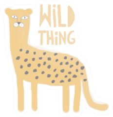 Wild Thing Watercolor Style Cheetah Sticker