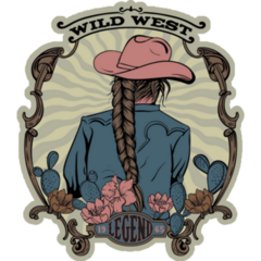 Wild West Cactus Cowgirl Sticker