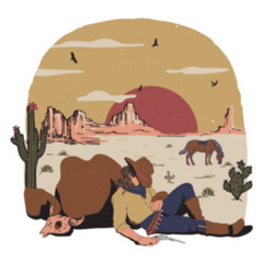 Wild West Cowboy In The Desert Sticker