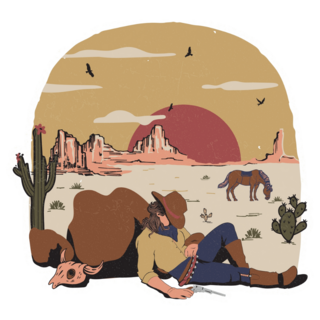 Wild West Cowboy In The Desert Sticker