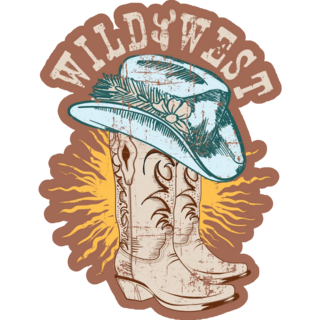 Wild West Cowgirl Boot Typography Sticker