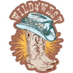 Wild West Cowgirl Boot Typography Sticker