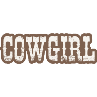 Wild West Cowgirl Lettering Brown Sticker