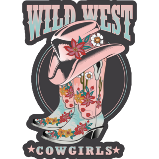 Wild West Cowgirls Boots Lettering Sticker
