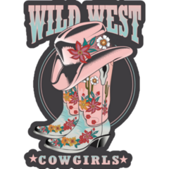 Wild West Cowgirls Boots Lettering Sticker