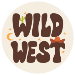 Wild West Groovy Cowboy Western Lettering Sticker