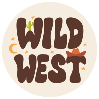 Wild West Groovy Cowboy Western Lettering Sticker
