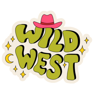 Wild West Groovy Rodeo Lettering Sticker