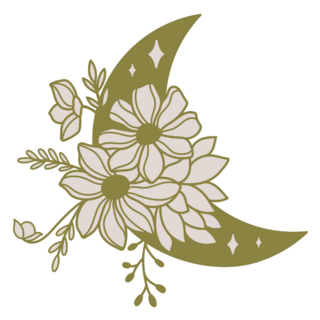 Wildflower Celestial Green Moon Sticker
