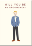 Will You Be My Groomsmen Blue Suit Sticker