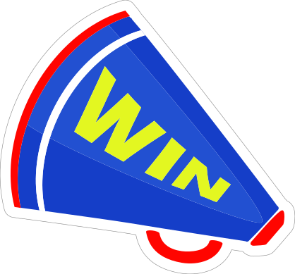 Win Megaphone Cheerleading Sticker
