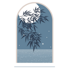 Window With Moon & Sea Sticker