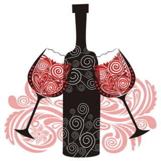 Wine Bottle And Glass Pattern Sticker