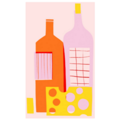 Wine Bottles And Cut Cheese Sticker