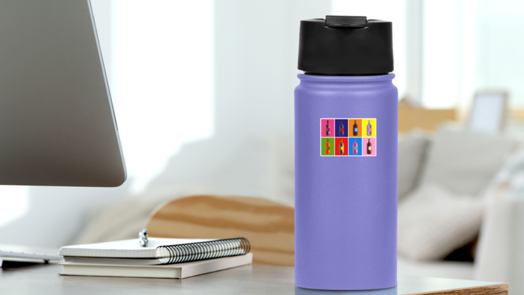 Wine Bottles Hand Drawing Pop Art Sticker on a Water Bottle (New) example