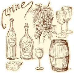 Wine Doodles Sticker
