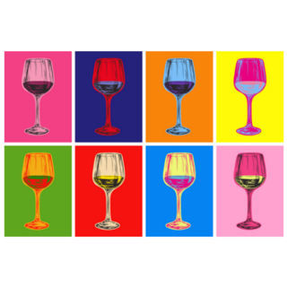 Wine Glass Hand Drawing Pop Art Sticker