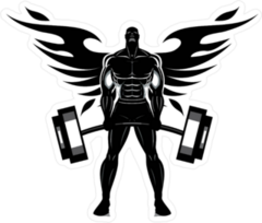 Winged Body Builder Sticker