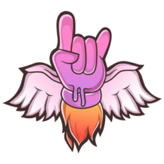 Winged Hand With Flames Under It Sticker