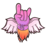 Winged Hand With Flames Under It Sticker