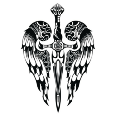 Wings And Sword Tattoo Sticker
