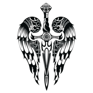 Wings And Sword Tattoo Sticker