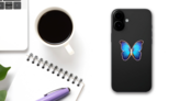 Wings Of A Blue Butterfly Sticker on a Phone (New) example
