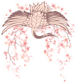 Wingspread Crane Bird With Blossom Sakura Branches Sticker