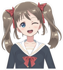Winking Anime Schoolgirl Sticker