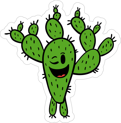 Winking Cactus Cartoon Sticker