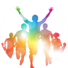 Winning Athlete In A Summer Marathon Race Colorful Sticker