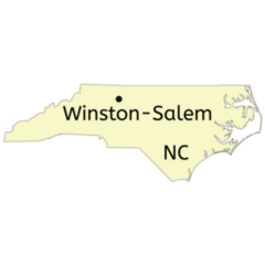 Winston-salem City Location On North Carolina Map Sticker