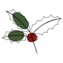 Winter And Autumn Floral Line Art Sticker