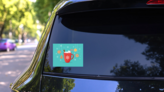 Winter Cocoa Mug And Gingerbread Sticker on a Rear Car Window (New) example