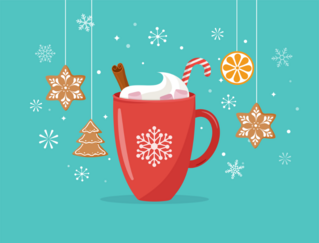 Winter Cocoa Mug And Gingerbread Sticker
