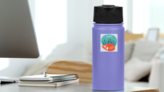 Winter Fox Character Merry Christmas Sticker on a Water Bottle (New) example