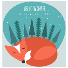 Winter Fox Character Merry Christmas Sticker