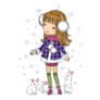 Winter Girl With White Rabbits In A Park Sticker