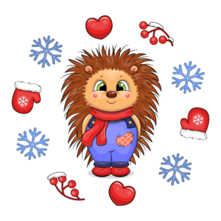 Winter Hedgehog Circle Sticker