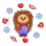 Winter Hedgehog Circle Sticker