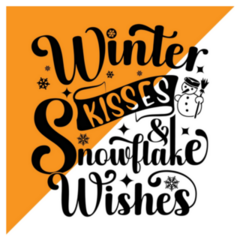 Winter Kisses & Snowflake Wishes Typography Sticker