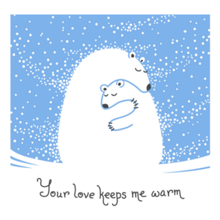 Winter Mother Bear Hugging Her Baby Sticker 