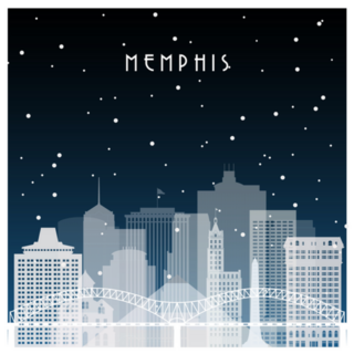Winter Night In Memphis, Tennessee Sticker