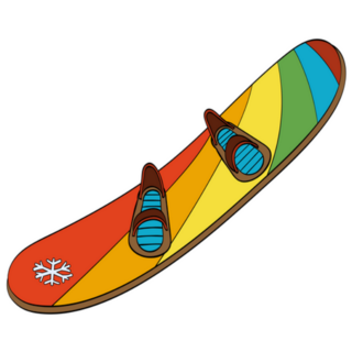 Winter Snowboard In Rainbow Pattern Sticker 