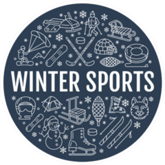 Winter Sports Circle With Sled Sticker