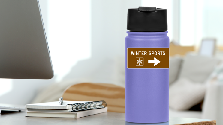 Winter Sports Sticker on a Water Bottle (New) example