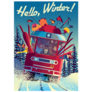 Winter Travel Poster With Railway Train Sticker