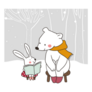 Winter With A Happy Rabbit Reading Story To Bear Sticker 