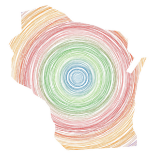 Wisconsin Map Filled With Concentric Circles Sticker